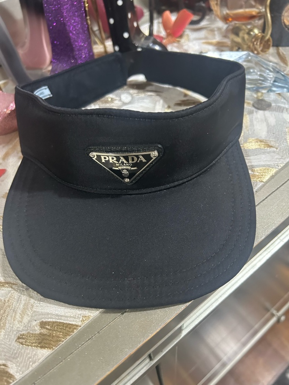 Prada Black Logo Triangle Visor - Unisex!